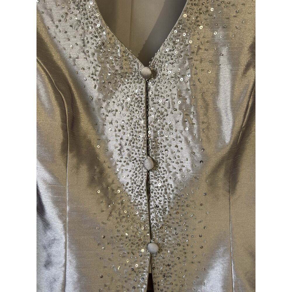 Alex Evenings Women’s Beige Satin Sequin Mother of The Bride Jacket Skirt Sz. 16 - Picture 10 of 16